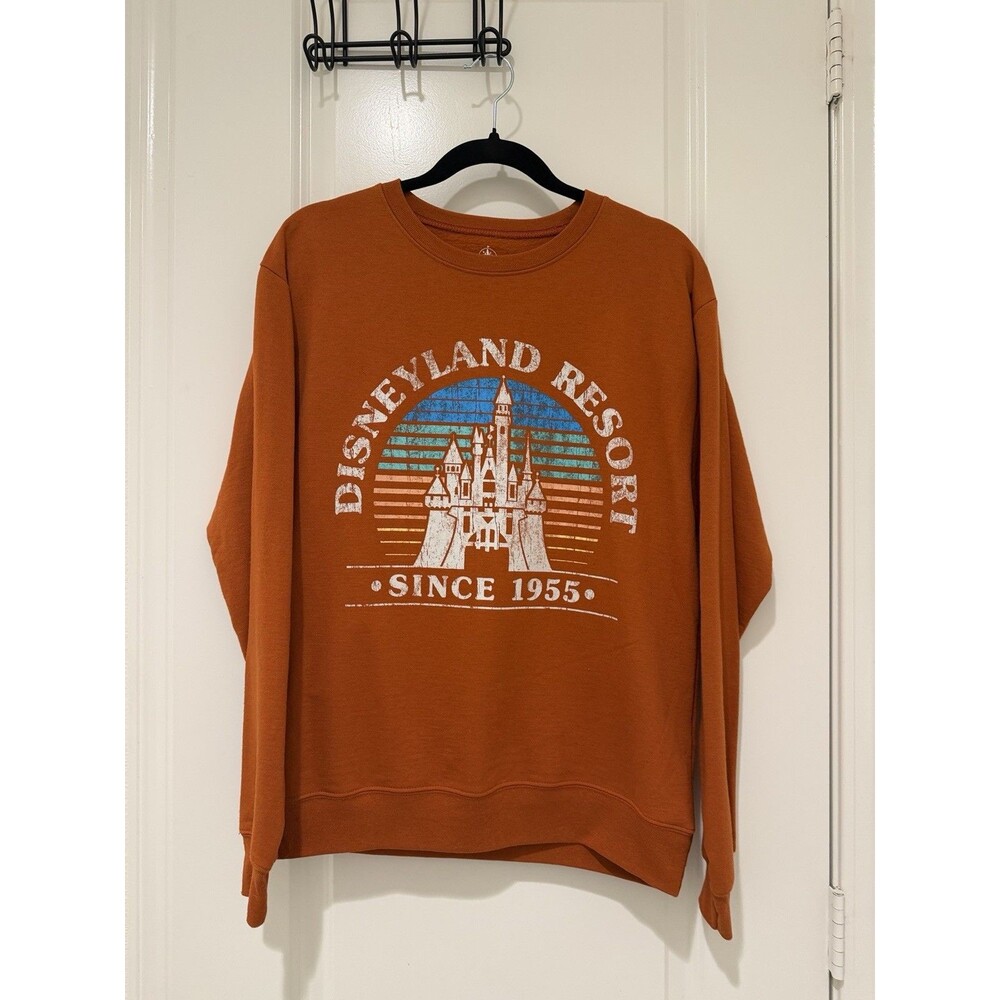 Mens Disneyland Resort Sweatshirt Pullover Magic Kingdom Orange Sz SMALL 1955
